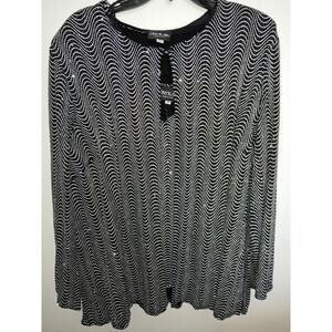 Onyx Nite 2pc Glittery Silver Black Fancy Twinset 2X Stretchy Cocktail Party